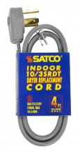 Satco Products Inc. 93/5039 - 4 Foot, 3 Wire Heavy Duty Replacement Dryer Cord; 10-3 SRDT Gray Flat; Indoor Use Only;