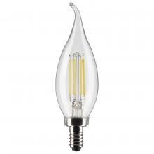 Satco Products Inc. S21299 - 4 Watt CA10 LED; Clear; Candelabra base; 90 CRI; 5000K; 120 Volt