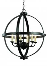 Trans Globe 70596 ROB - 6LT CHANDELIER-RUSTIC AXEL ORB