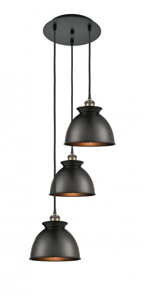 Adirondack - 3 Light - 15 inch - Black Antique Brass - Cord hung - Multi Pendant