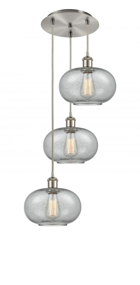 Gorham - 3 Light - 16 inch - Brushed Satin Nickel - Cord Hung - Multi Pendant