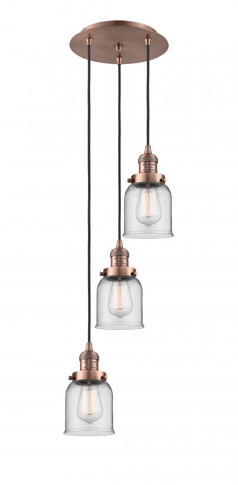 Cone - 3 Light - 12 inch - Antique Copper - Cord hung - Multi Pendant