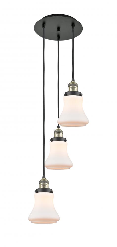 Bellmont - 3 Light - 13 inch - Black Antique Brass - Cord hung - Multi Pendant