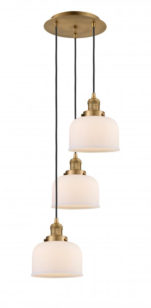 Cone - 3 Light - 14 inch - Brushed Brass - Cord hung - Multi Pendant