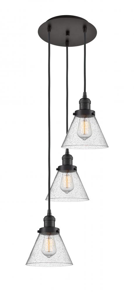 Cone - 3 Light - 14 inch - Oil Rubbed Bronze - Cord hung - Multi Pendant