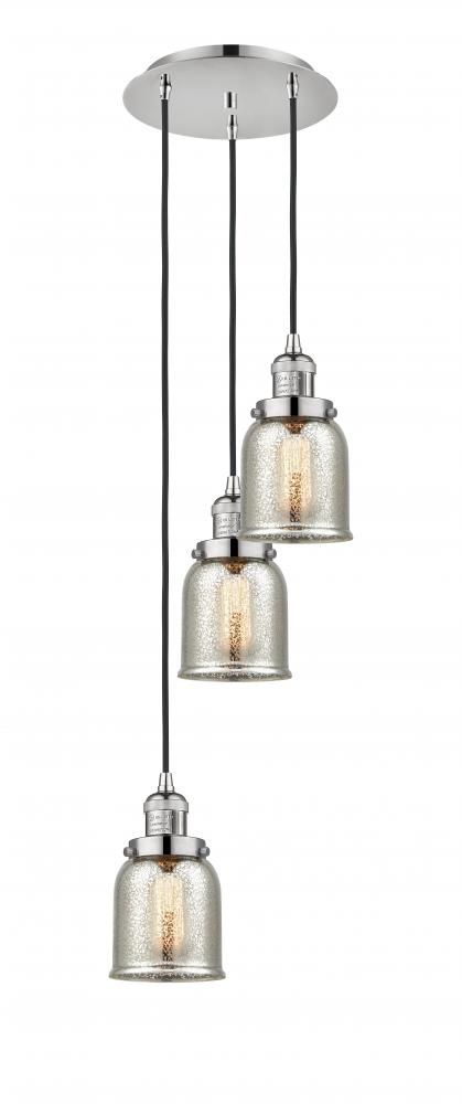 Cone - 3 Light - 12 inch - Polished Nickel - Cord hung - Multi Pendant