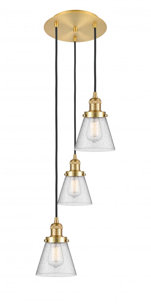 Cone - 3 Light - 13 inch - Satin Gold - Cord hung - Multi Pendant