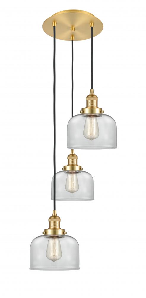 Cone - 3 Light - 14 inch - Satin Gold - Cord hung - Multi Pendant