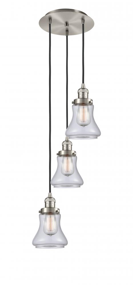 Bellmont - 3 Light - 13 inch - Brushed Satin Nickel - Cord hung - Multi Pendant