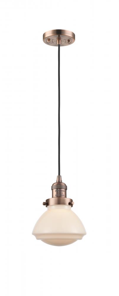 Olean - 1 Light - 7 inch - Antique Copper - Cord hung - Mini Pendant