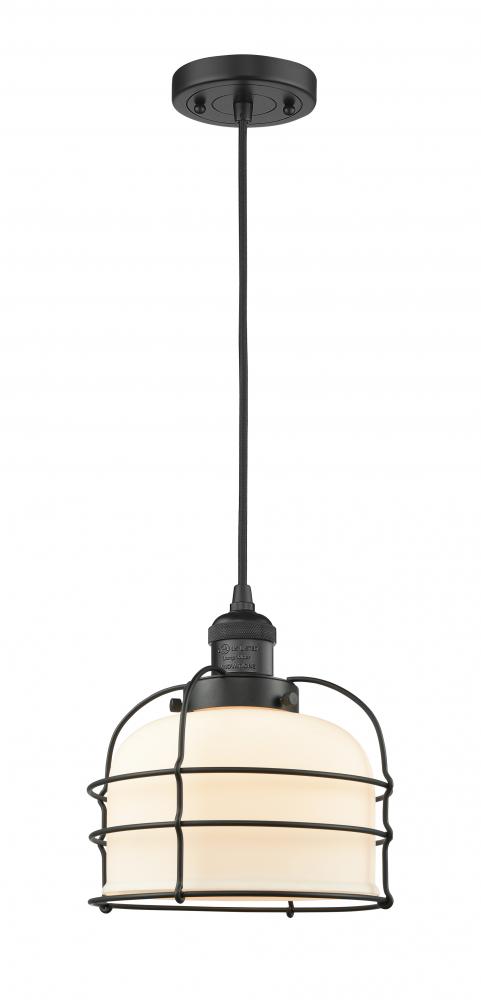 Bell Cage - 1 Light - 9 inch - Matte Black - Cord hung - Mini Pendant