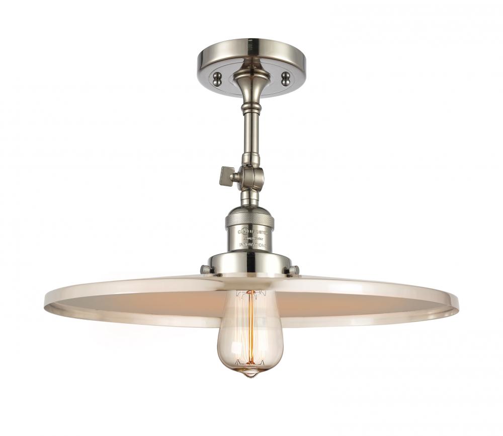 Railroad - 1 Light - 16 inch - Polished Nickel - Semi-Flush Mount