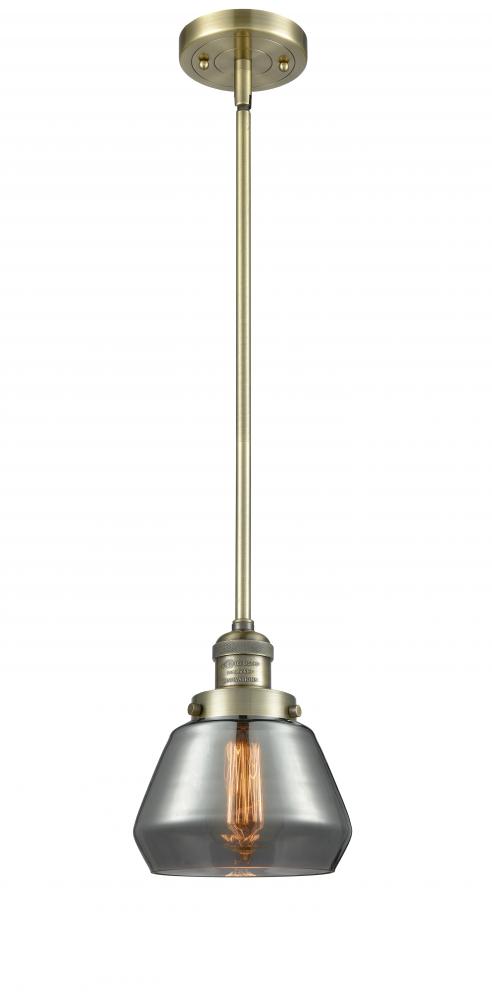 Fulton - 1 Light - 7 inch - Antique Brass - Stem Hung - Mini Pendant