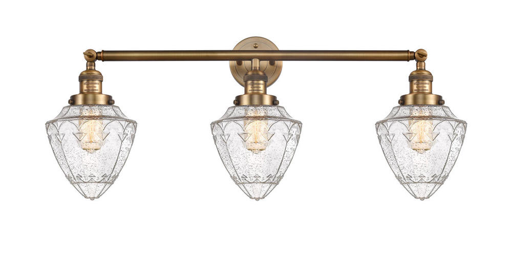 Bullet - 3 Light - 34 inch - Brushed Brass - Bath Vanity Light