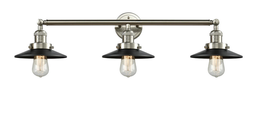 Railroad - 3 Light - 32 inch - Brushed Satin Nickel - Bath Vanity Light