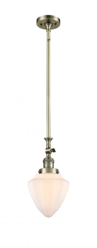 Bullet - 1 Light - 7 inch - Antique Brass - Stem Hung - Mini Pendant