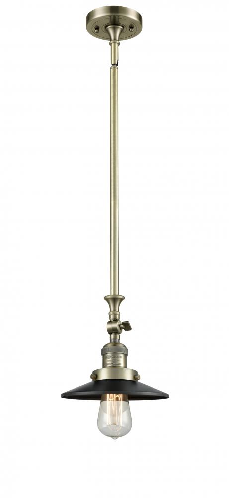Railroad - 1 Light - 8 inch - Antique Brass - Stem Hung - Mini Pendant