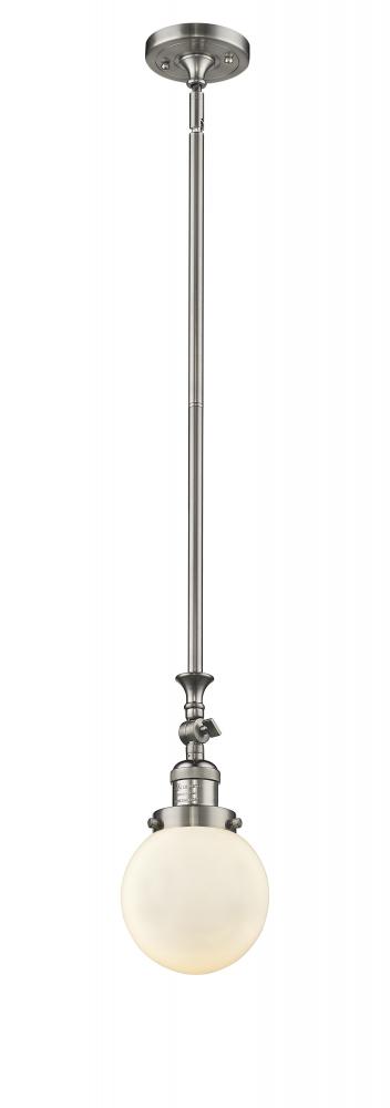 Beacon - 1 Light - 6 inch - Brushed Satin Nickel - Stem Hung - Mini Pendant