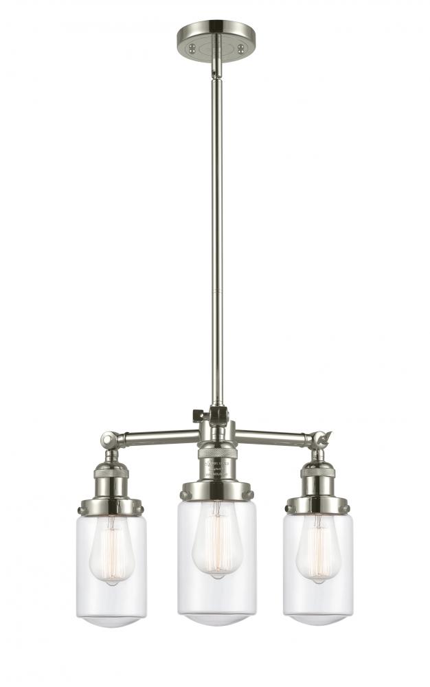 Dover - 3 Light - 17 inch - Polished Nickel - Stem Hung - Chandelier