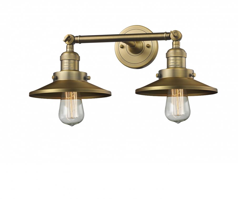 Railroad - 2 Light - 18 inch - Brushed Brass - Bath Vanity Light