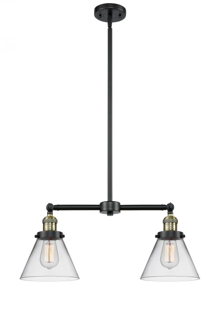 Cone - 2 Light - 21 inch - Black Antique Brass - Stem Hung - Island Light