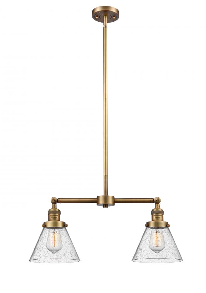 Cone - 2 Light - 21 inch - Brushed Brass - Stem Hung - Island Light