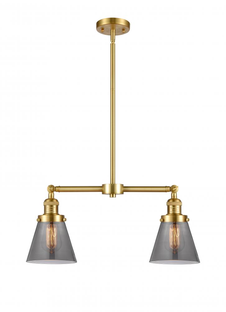 Cone - 2 Light - 21 inch - Satin Gold - Stem Hung - Island Light