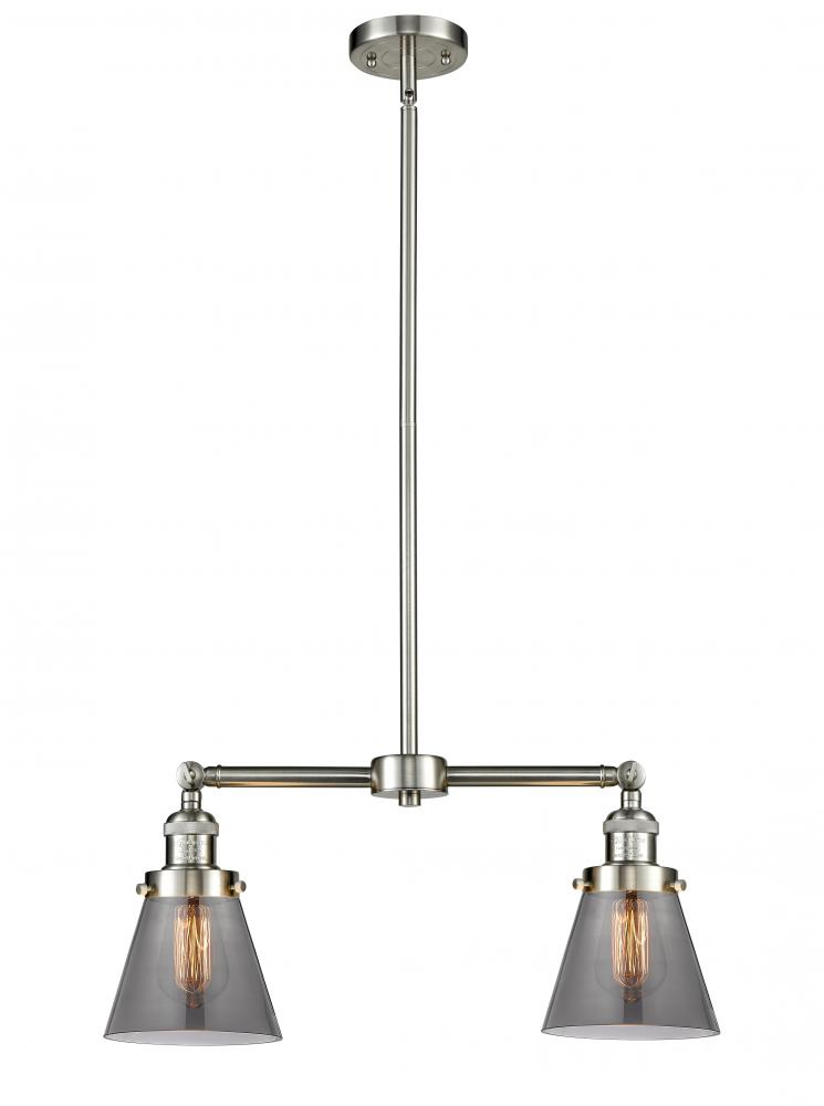 Cone - 2 Light - 21 inch - Brushed Satin Nickel - Stem Hung - Island Light