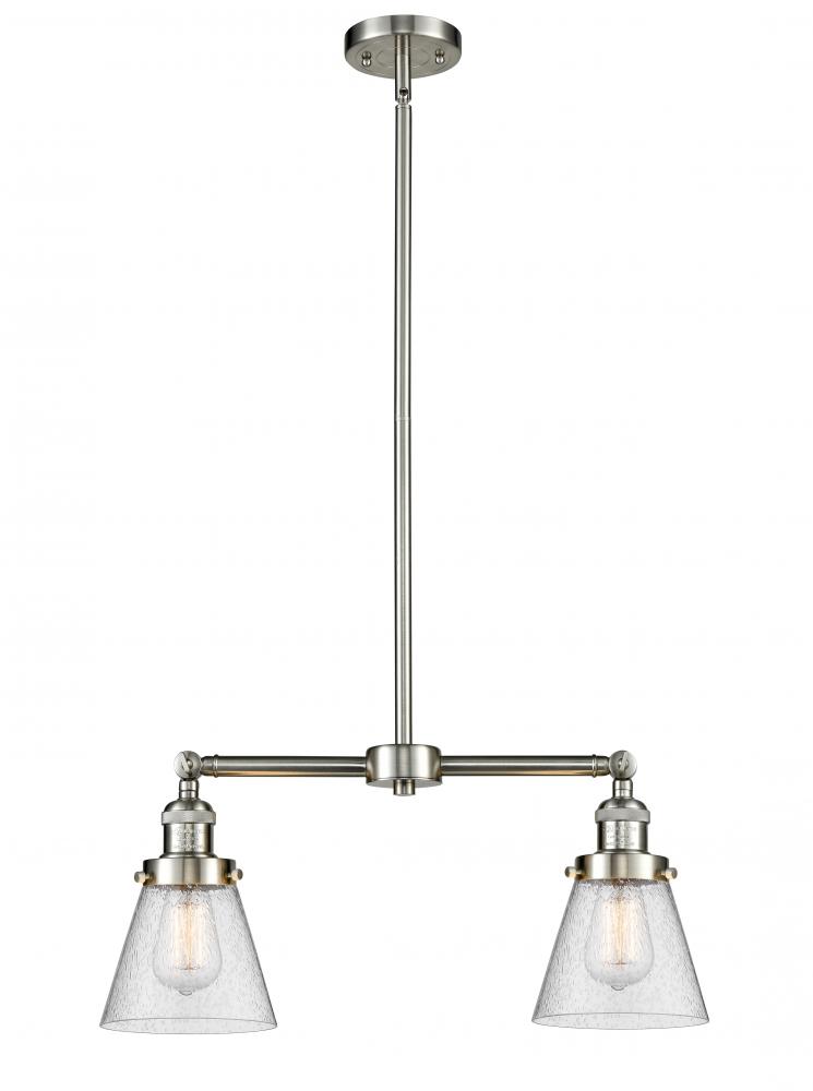 Cone - 2 Light - 21 inch - Brushed Satin Nickel - Stem Hung - Island Light