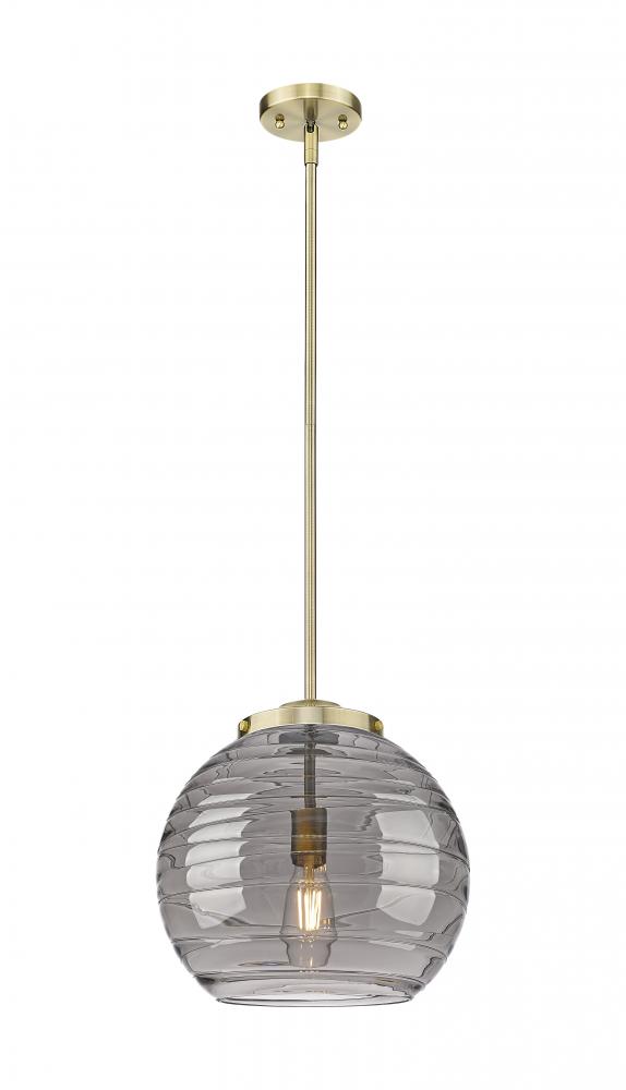 Athens Deco Swirl - 1 Light - 14 inch - White Polished Chrome - Stem Hung - Pendant