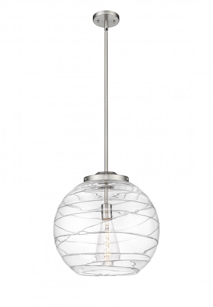 Athens Deco Swirl - 1 Light - 16 inch - Brushed Satin Nickel - Cord hung - Pendant