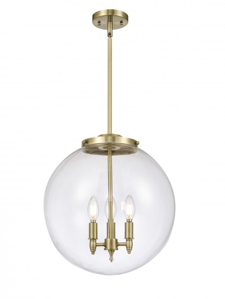 Beacon - 3 Light - 16 inch - Antique Brass - Cord hung - Pendant