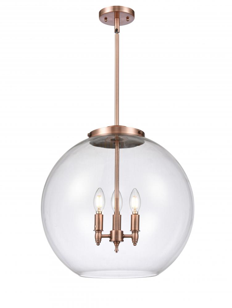 Athens - 3 Light - 18 inch - Antique Copper - Cord hung - Pendant