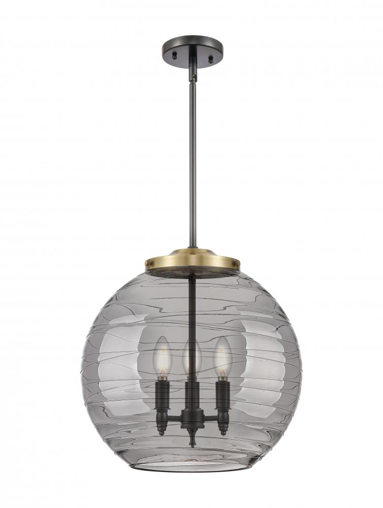 Athens Deco Swirl - 3 Light - 16 inch - Black Antique Brass - Cord hung - Pendant