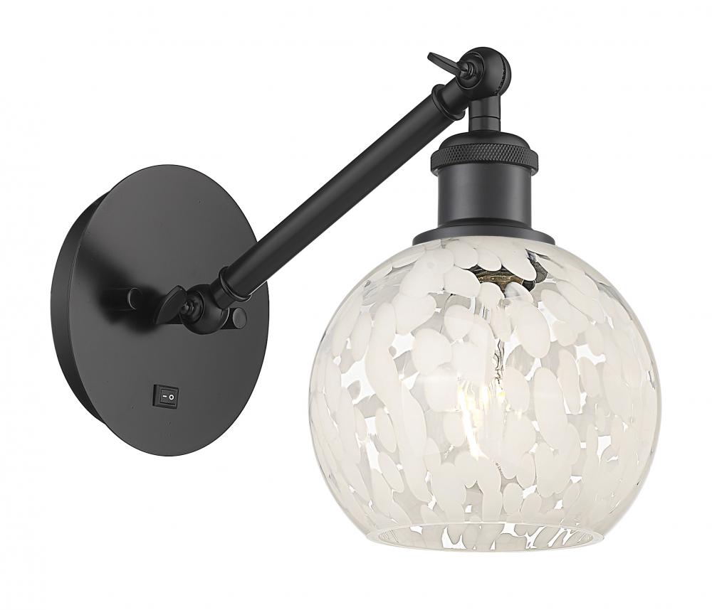 White Mouchette - 1 Light - 6 inch - Matte Black - Sconce