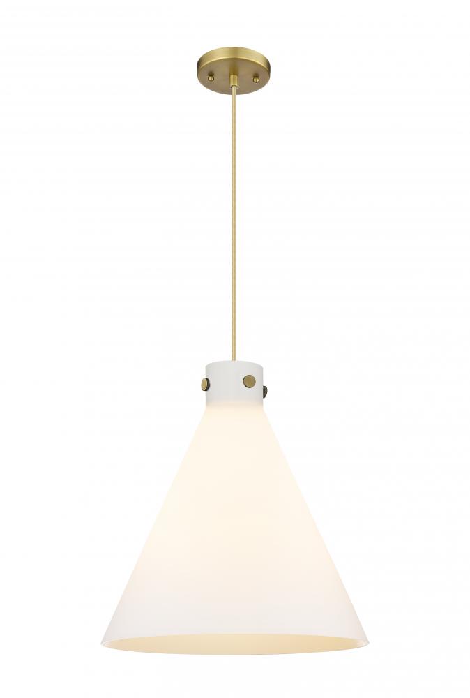 Newton Cone - 3 Light - 18 inch - Brushed Brass - Cord hung - Pendant