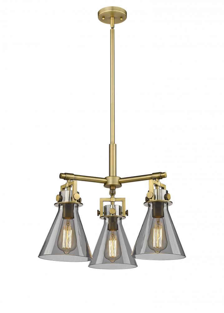 Newton Cone - 3 Light - 21 inch - Brushed Brass - Pendant