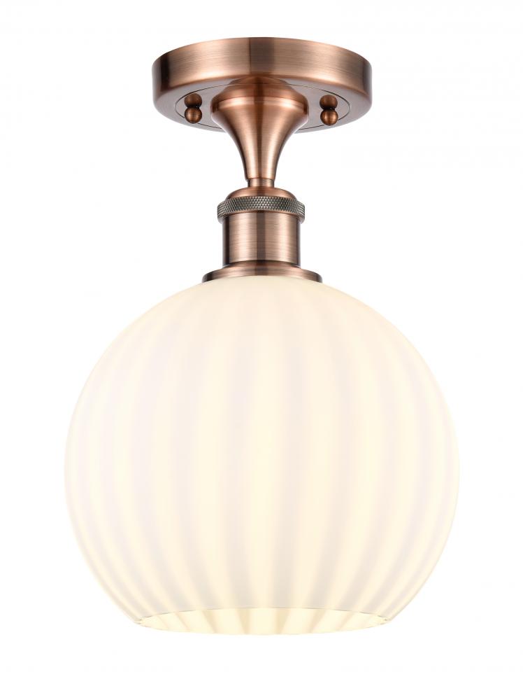 White Venetian - 1 Light - 8 inch - Antique Copper - Semi-Flush Mount