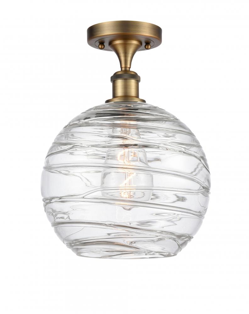 Athens Deco Swirl - 1 Light - 10 inch - Brushed Brass - Semi-Flush Mount