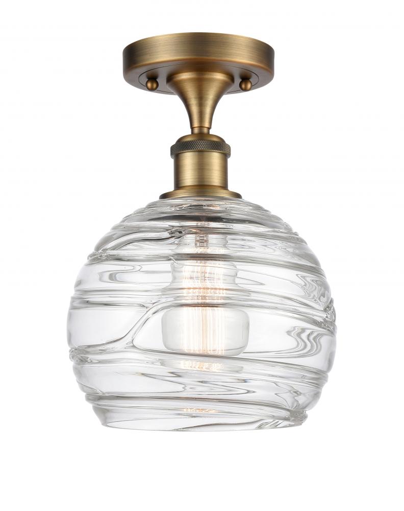 Athens Deco Swirl - 1 Light - 8 inch - Brushed Brass - Semi-Flush Mount