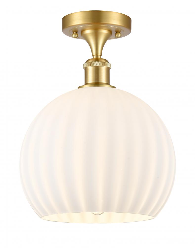 White Venetian - 1 Light - 10 inch - Satin Gold - Semi-Flush Mount