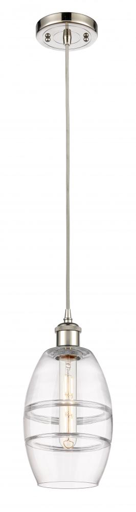 Vaz - 1 Light - 6 inch - Polished Nickel - Cord hung - Mini Pendant