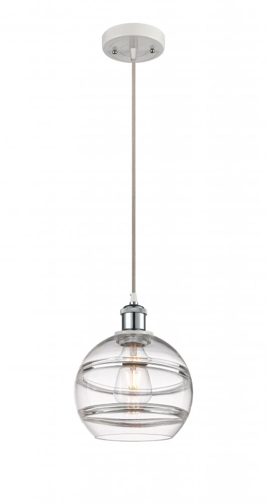 Rochester - 1 Light - 8 inch - White Polished Chrome - Cord hung - Mini Pendant