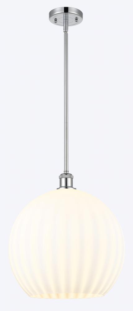 White Venetian - 1 Light - 14 inch - Polished Chrome - Pendant