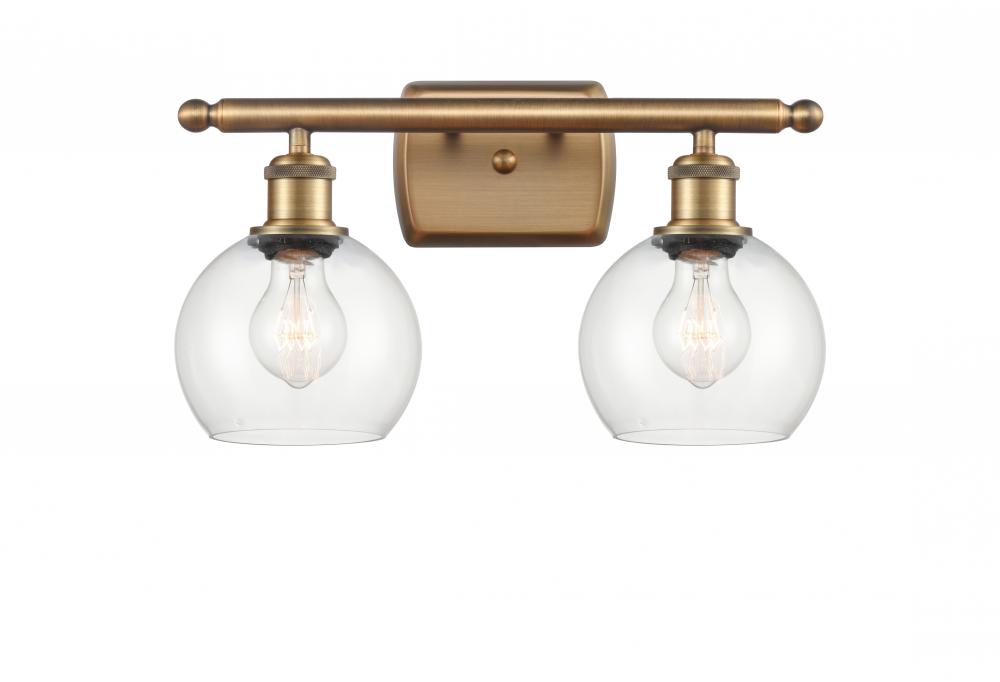 Athens - 2 Light - 16 inch - Brushed Brass - Bath Vanity Light