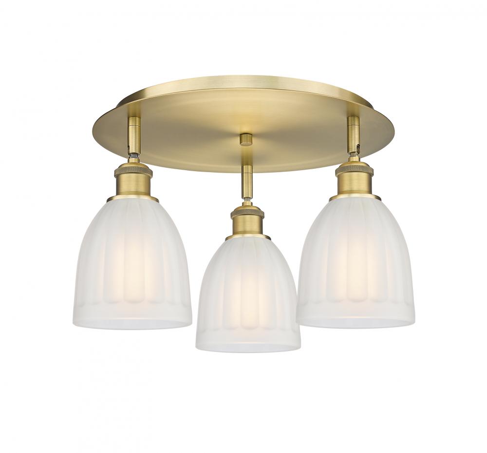 Brookfield - 3 Light - 18 inch - Brushed Brass - Flush Mount