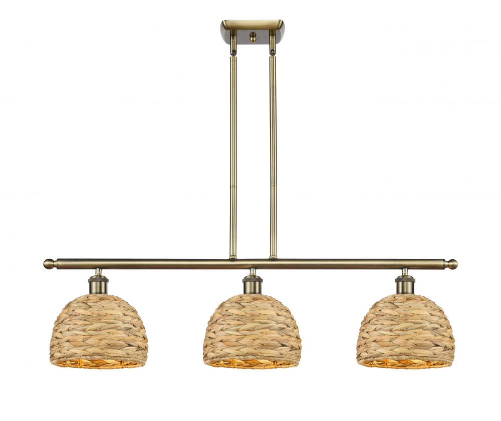 Woven Rattan - 3 Light - 36 inch - Satin Gold - Multi Pendant