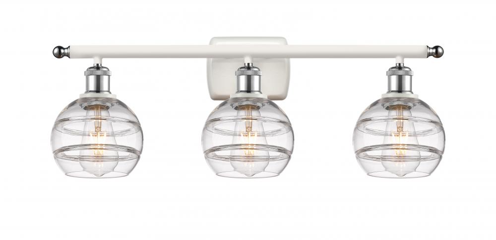 Rochester - 3 Light - 26 inch - White Polished Chrome - Bath Vanity Light