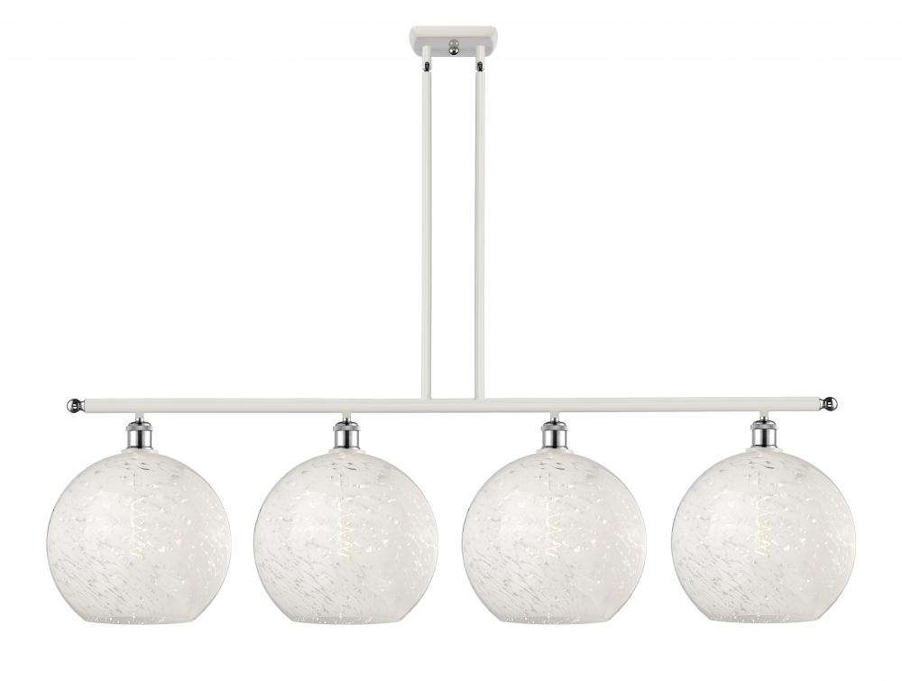 White Mouchette - 4 Light - 50 inch - White Polished Chrome - Stem Hung - Island Light