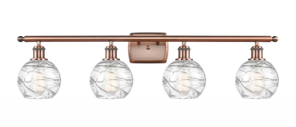 Athens Deco Swirl - 4 Light - 36 inch - Antique Copper - Bath Vanity Light